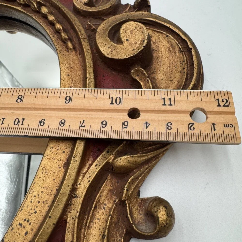Vintage Florentina Italy Ornate Rococo Gold Gilt red Mirror